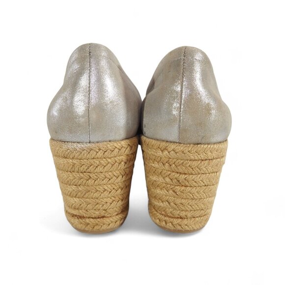 Jack Rogers Palmer Wedge Espadrilles Heels Women's 9M Shimmer Silver - Picture 5 of 11